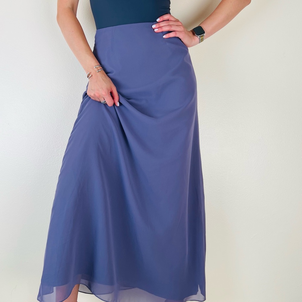 Alfred Angelo Vintage Blue Periwinkle Maxi Chiffon Formal Skirt Lined Prom